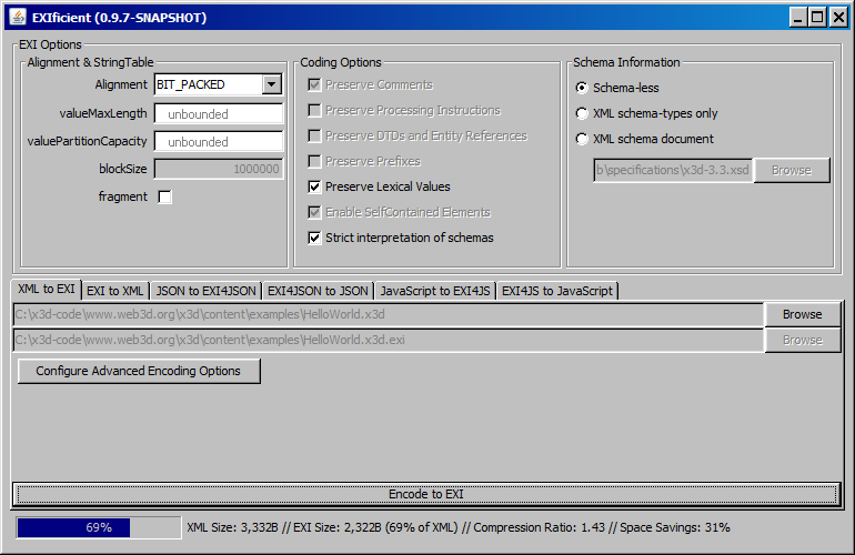 EXIficient GUI: to execute, save and launch .jar file (requires Java installed)