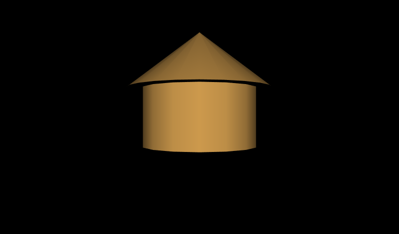 Your first VRML world - a brown hut