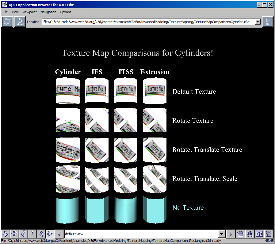 Texture Map Comparisons Cylinder