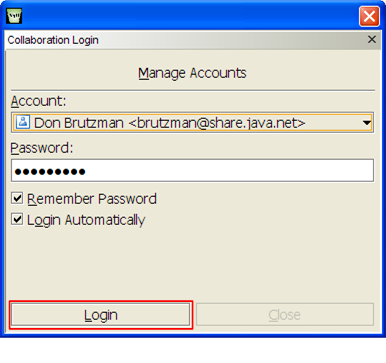 Collaboration Login Panel